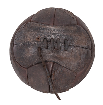1930 World Cup Semifinal Match Used Leather Soccer Ball Used in Match Between Uruguay and Yugoslavia